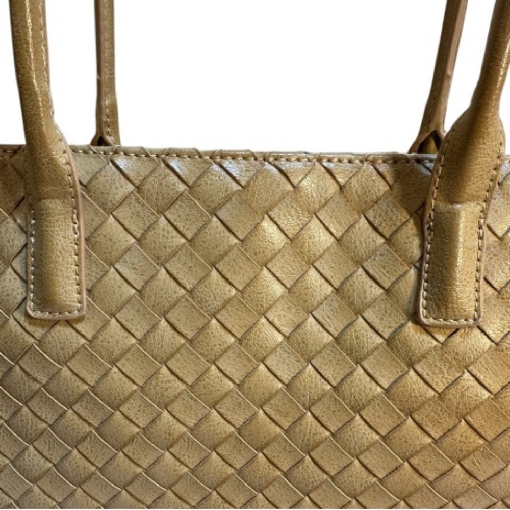 Urban Expressions Large Natural Woven Vegan Leather Handbag Purse Tote Preowned - Picture 14 of 14